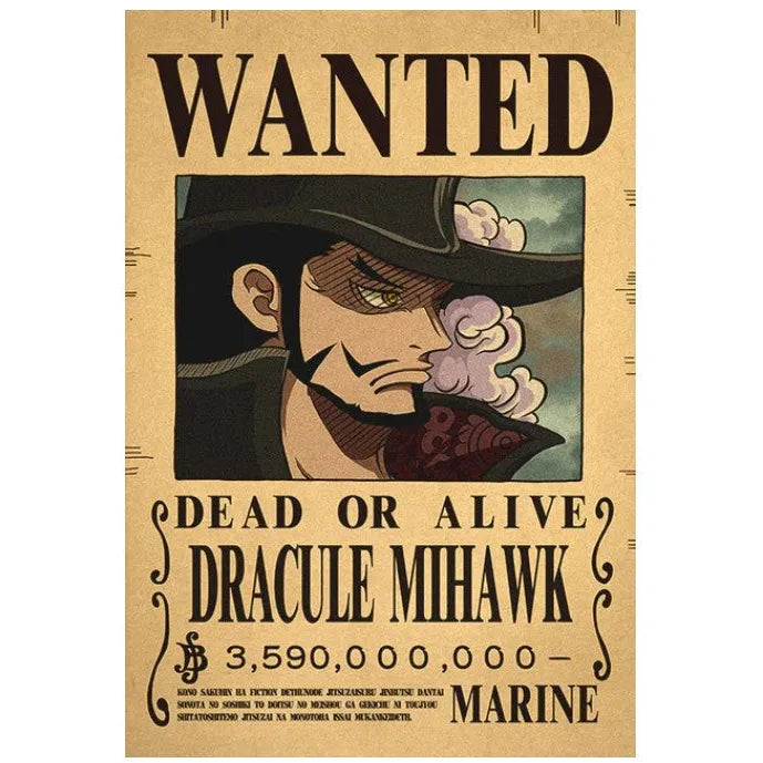 One Piece Poster - Wanted Mihawk Bounty