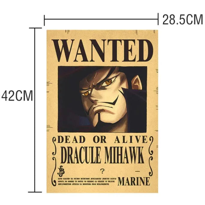 One Piece Poster - Wanted Mihawk Bounty