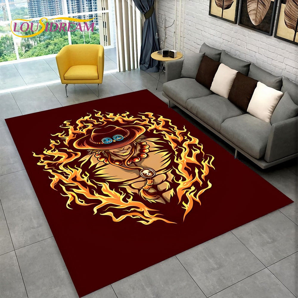 One Piece Rug Ace Flames