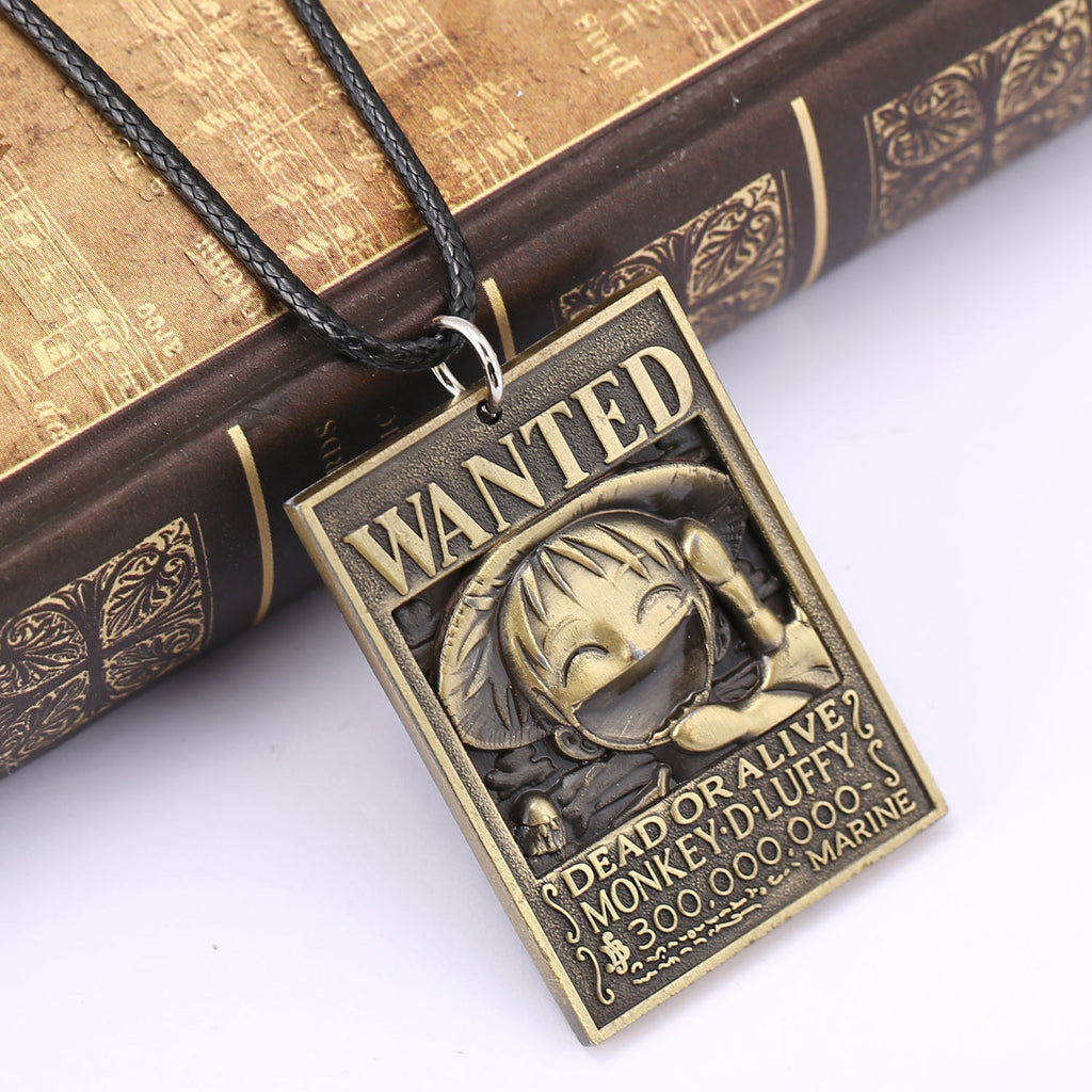One Piece Gold Necklace Wanted Monkey D. Luffy