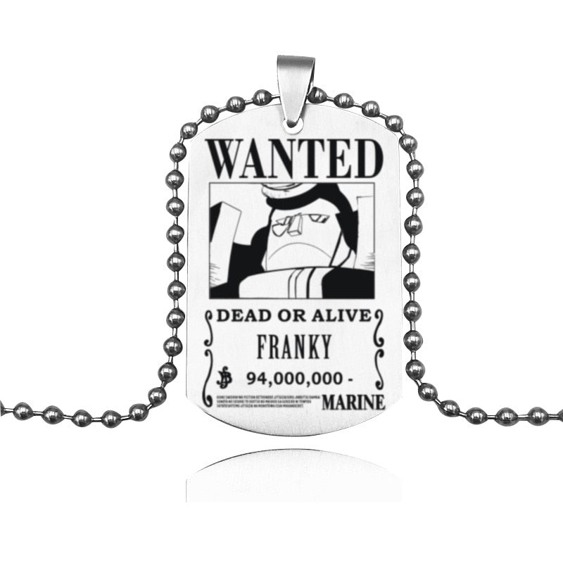 One Piece Necklace Dogtag Franky Wanted