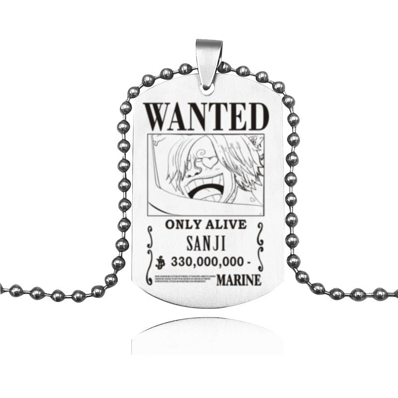 One Piece Necklace Dogtag Sanji Wanted