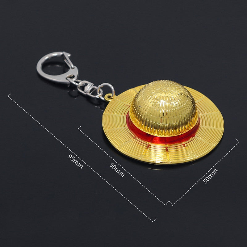 One Piece Keychain Gold Metal Straw Hat