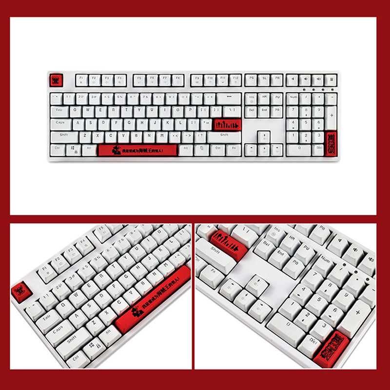 One Piece Mechanical Keycaps Red Themed