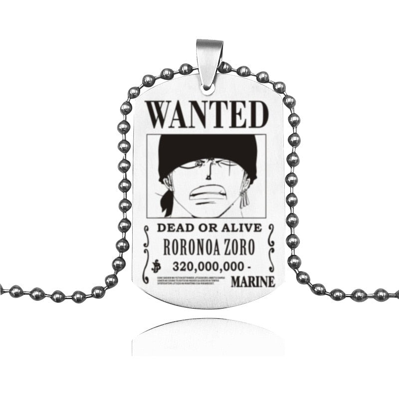 One Piece Necklace Dogtag Zoro Wanted