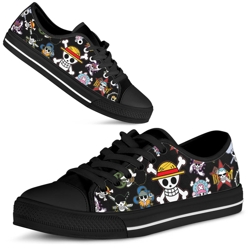 One Piece Themed Black Sneakers