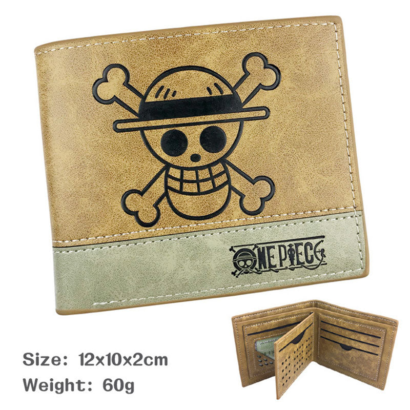 One Piece Straw Hat Brown Leather Wallet