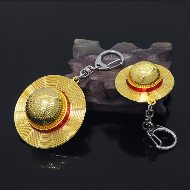 One Piece Keychain Gold Metal Straw Hat