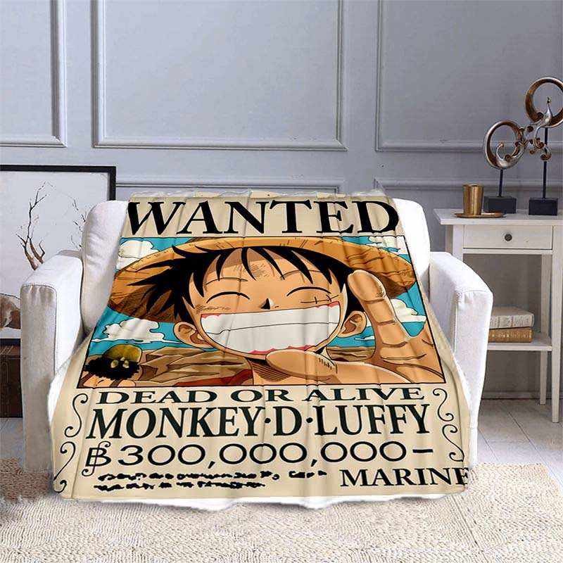 One Piece Printed Sofa Blanket Luffy Wanted